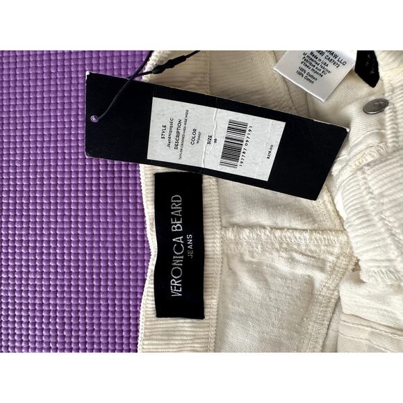 $278 Veronica Beard High Rise Taylor Corduroy Cropped Wide-Leg Cream Pant Sz 26 - Picture 9 of 12